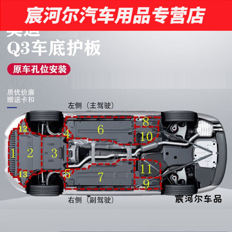 默然諾爾適用322款奧迪q3底盤護板車底車身下護板 奧